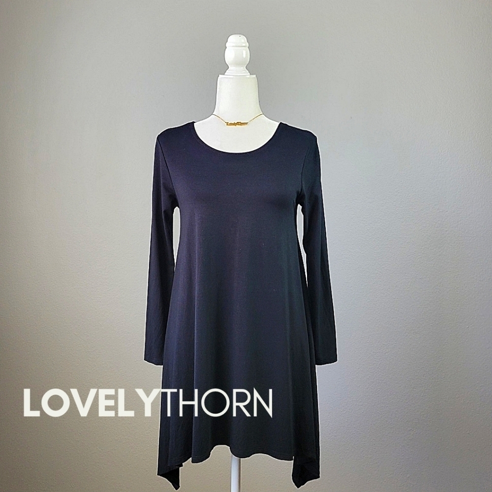 FIGHTING EEL // ltd ed scoop neck long sleeve asymmetric tunic mini dress